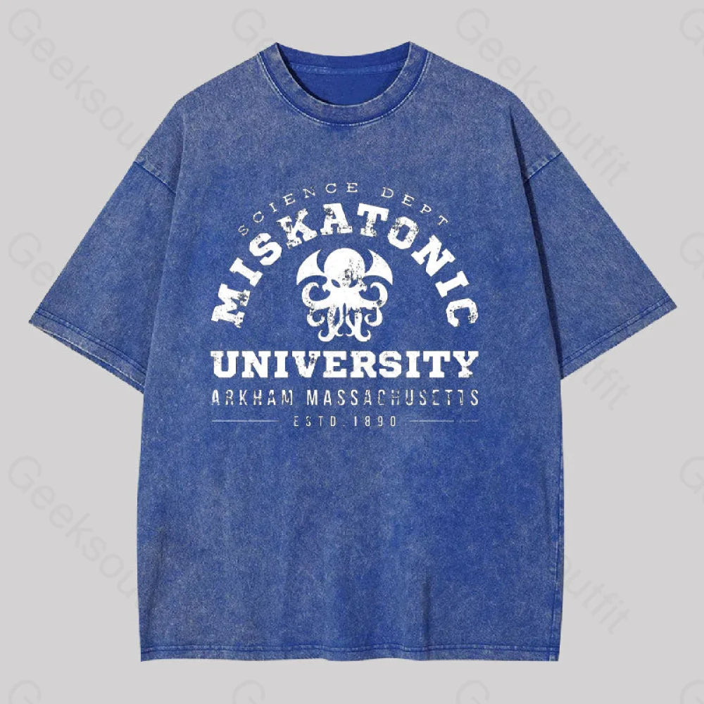 Miskatonic University Geek Washed T-Shirt Blue / S