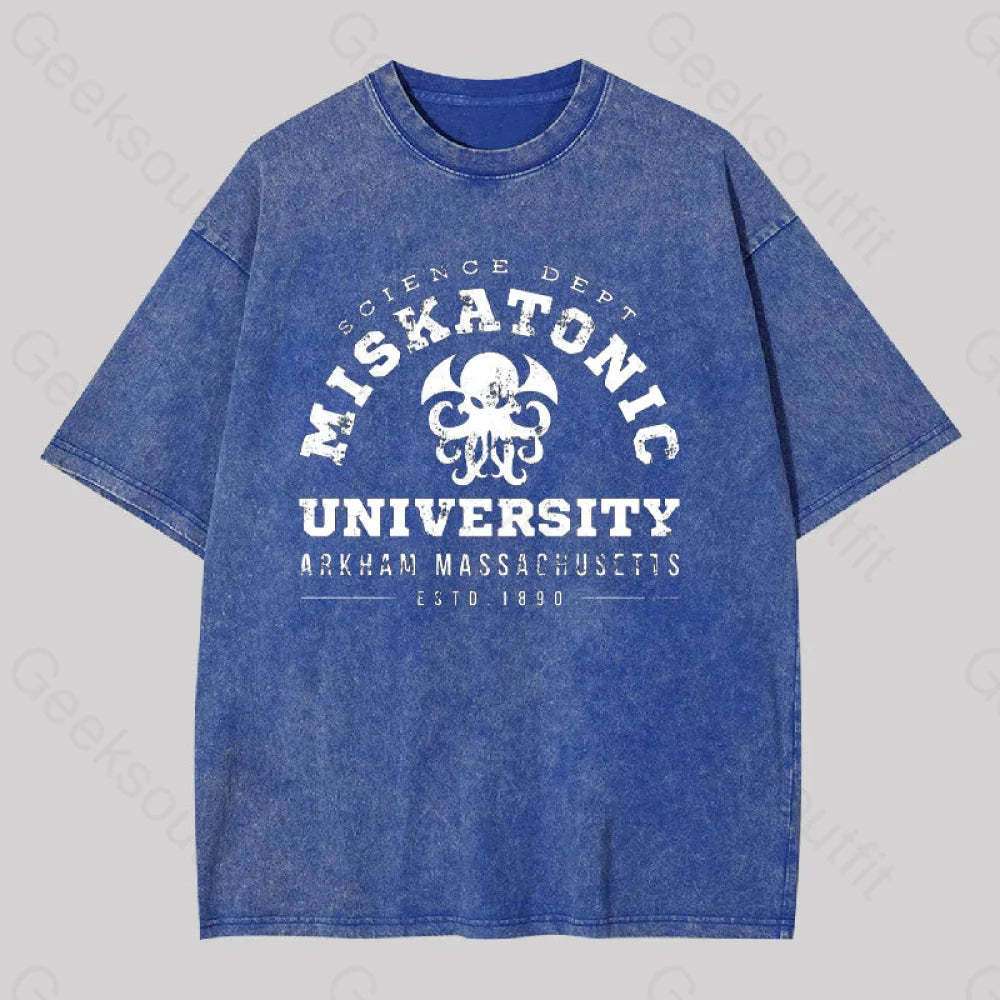 Miskatonic University Geek Washed T-Shirt Blue / S