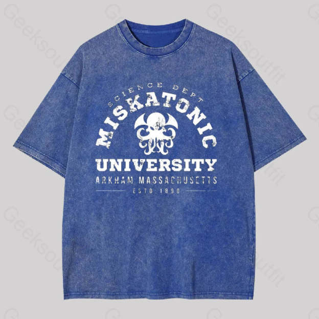 Miskatonic University Geek Washed T-Shirt Blue / S