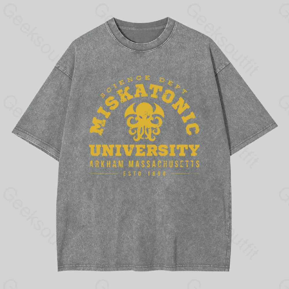 Miskatonic University Geek Washed T-Shirt Grey / S