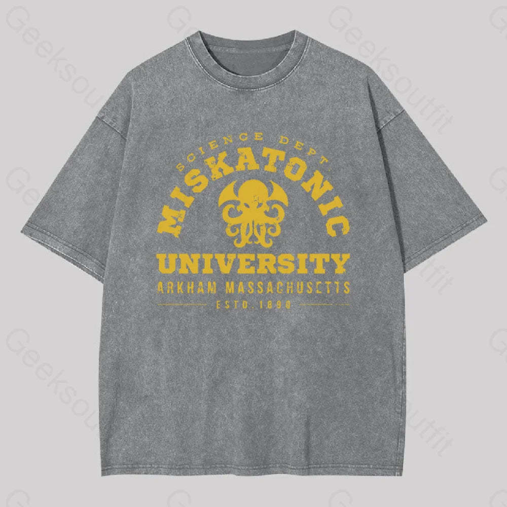 Miskatonic University Geek Washed T-Shirt Grey / S