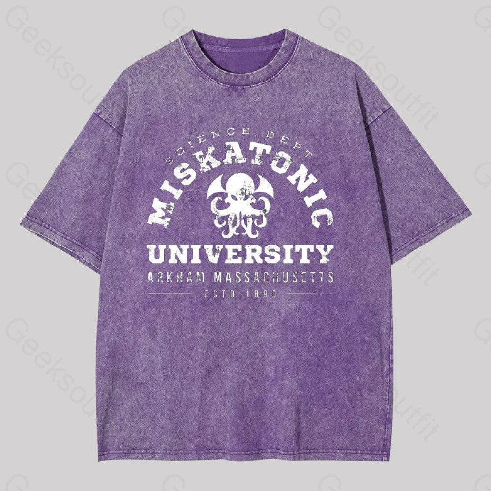 Miskatonic University Geek Washed T-Shirt Purple / S