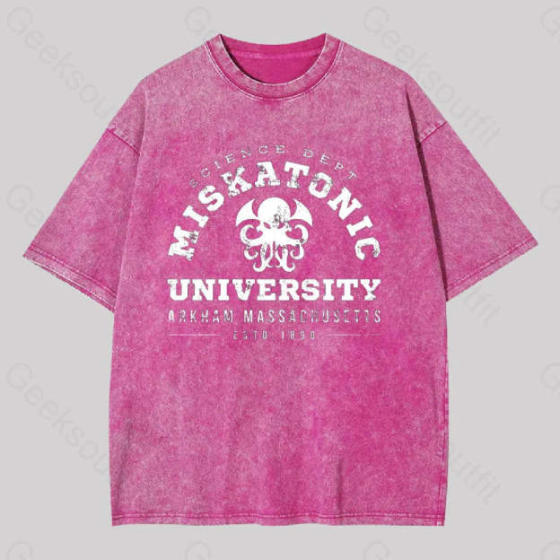 Miskatonic University Geek Washed T-Shirt Rose Red / S