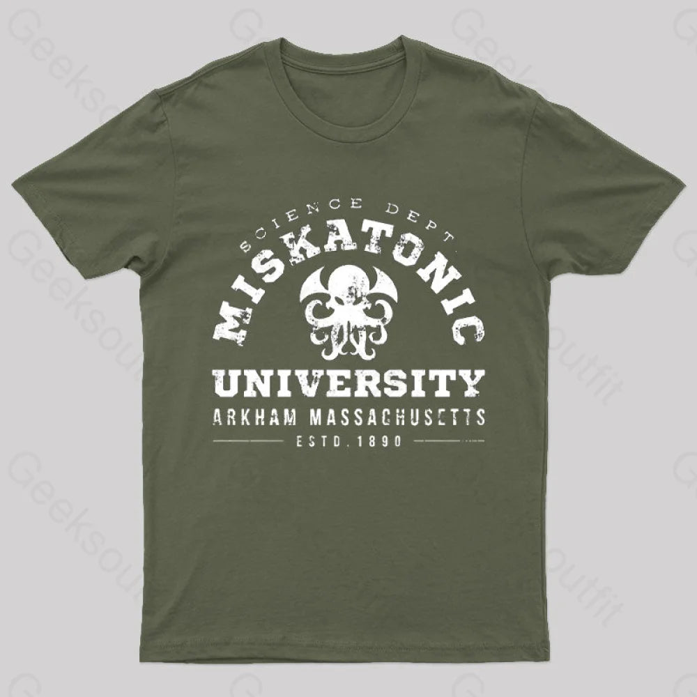 Miskatonic University Science Geeks T-Shirt Army Green / S
