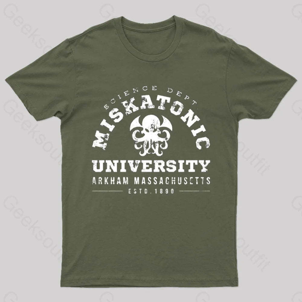 Miskatonic University Science Geeks T-Shirt Army Green / S