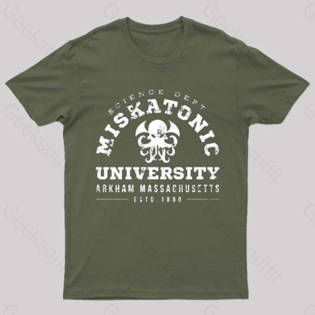 Miskatonic University Science Geeks T-Shirt Army Green / S