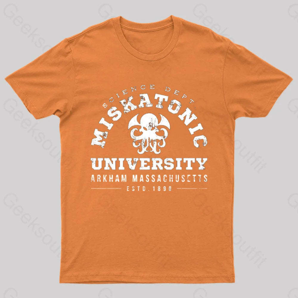 Miskatonic University Science Geeks T-Shirt Orange / S