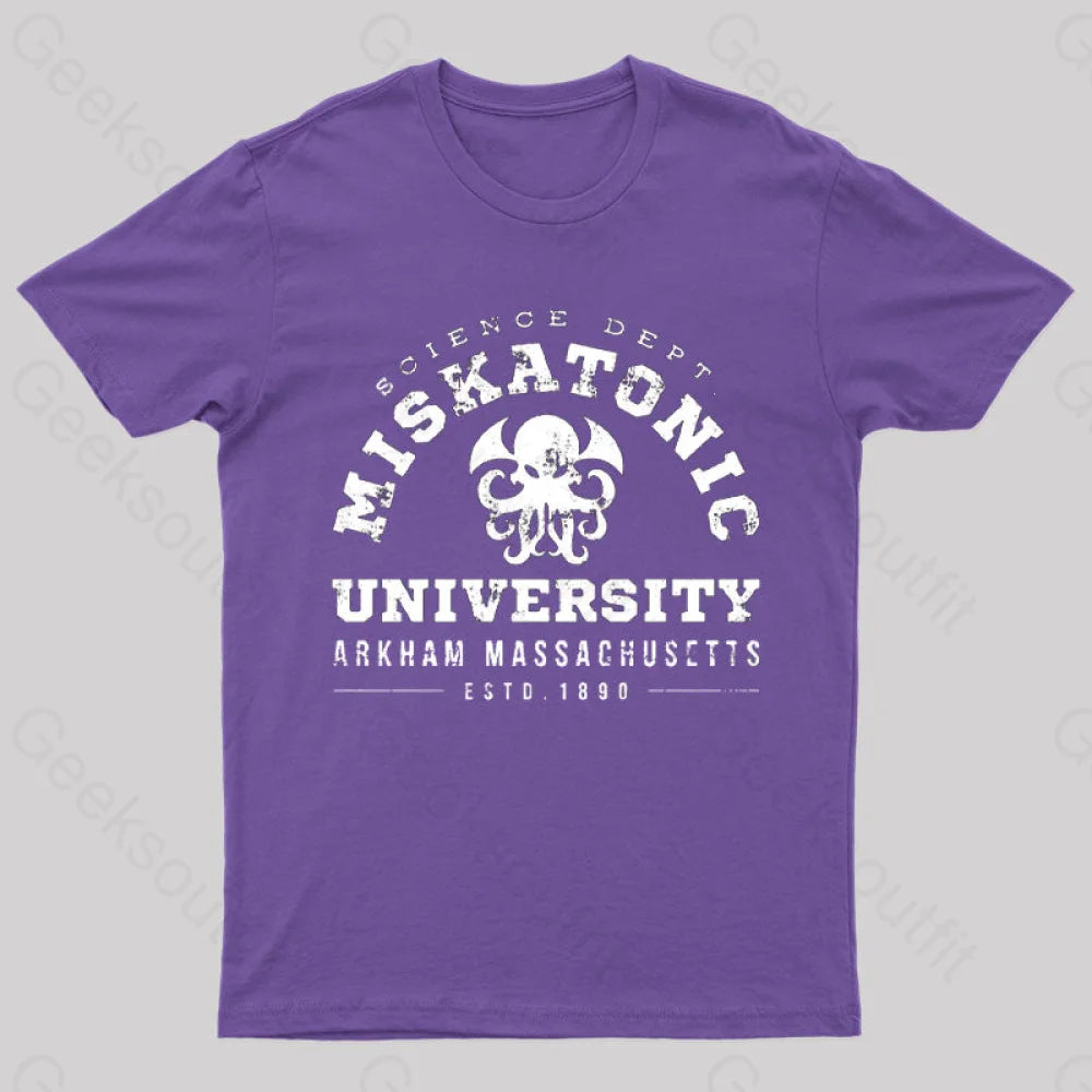 Miskatonic University Science Geeks T-Shirt Purple / S