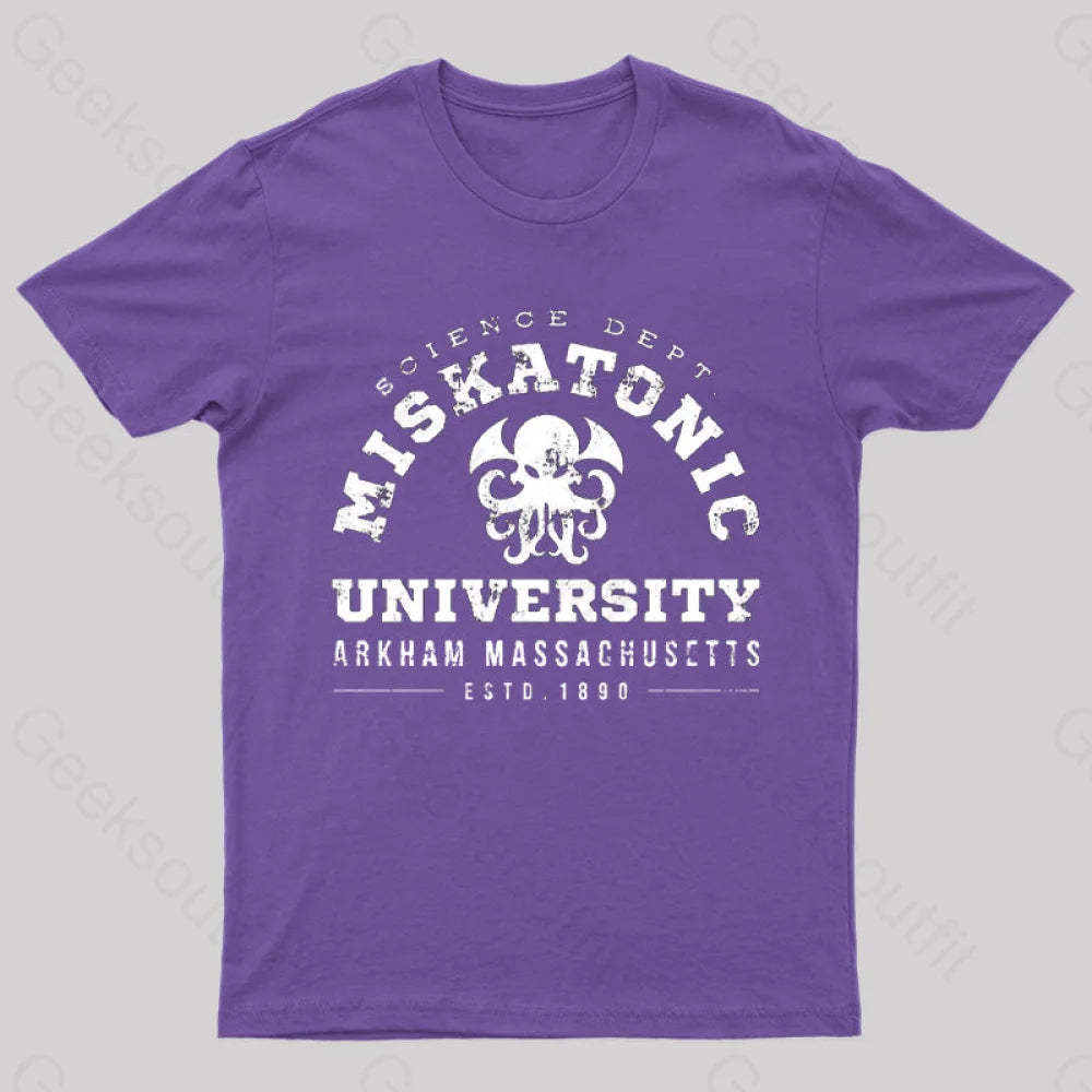 Miskatonic University Science Geeks T-Shirt Purple / S