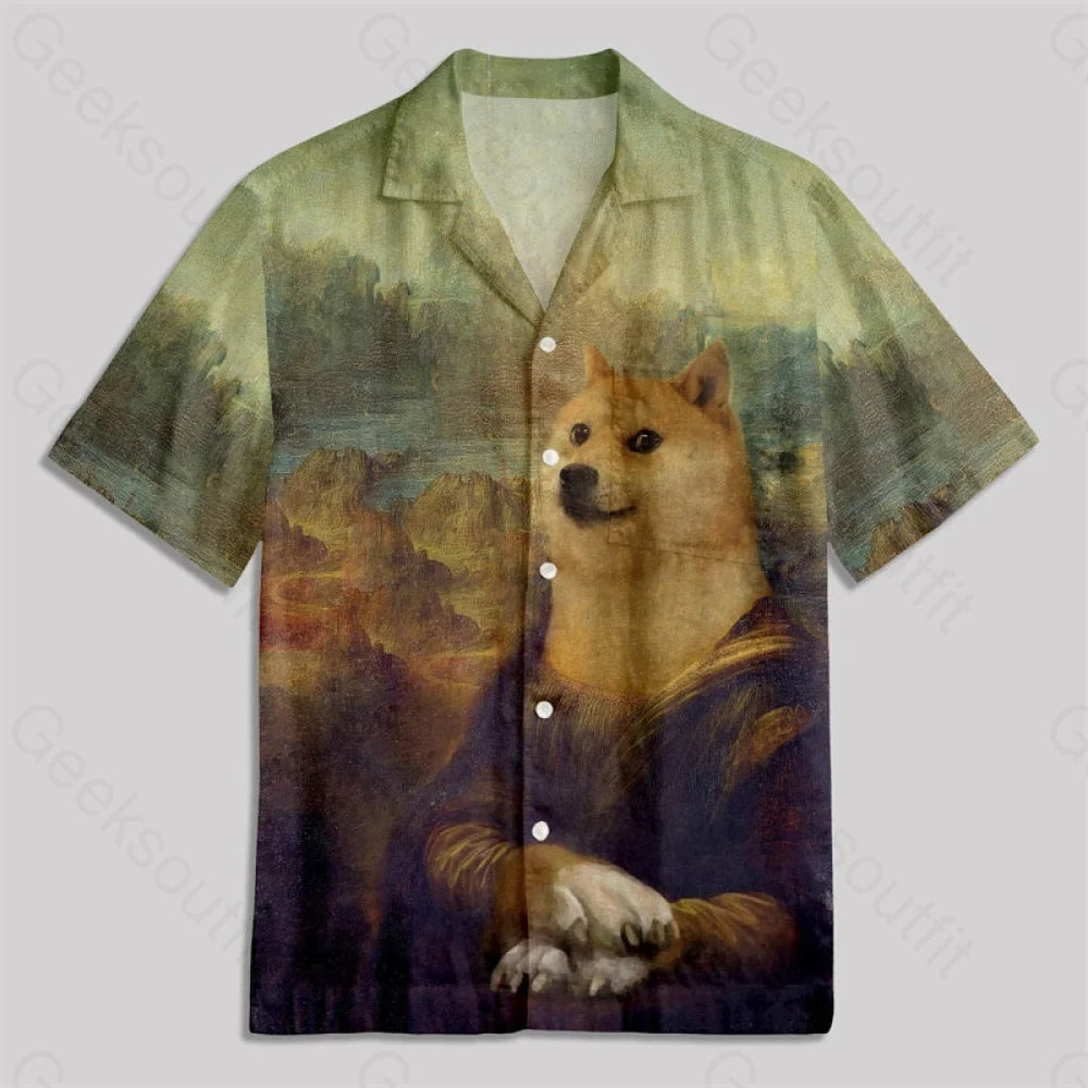 Mona Doge Smile Button Up Pocket Shirt Hawaiian / S Bus593 Yc