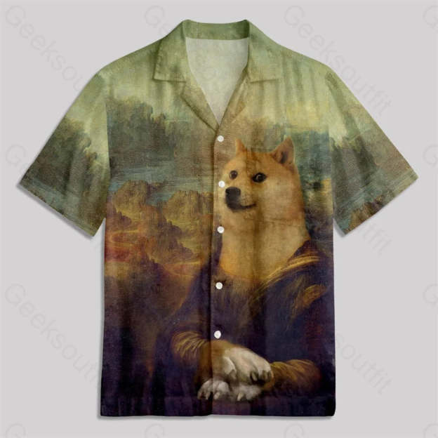 Mona Doge Smile Button Up Pocket Shirt Hawaiian / S Bus593 Yc