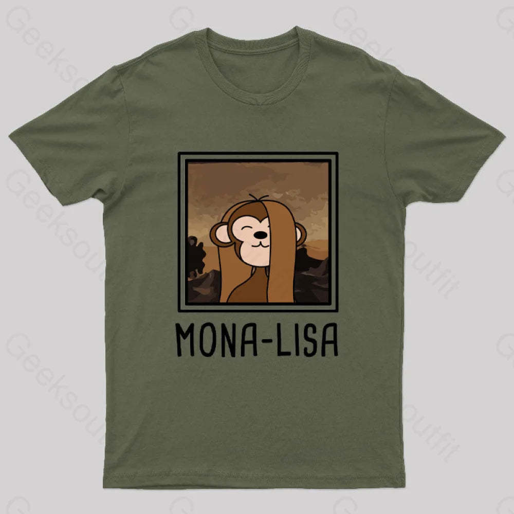 Mona Lisa Geek T-Shirt Army Green / S