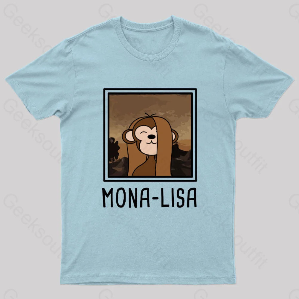 Mona Lisa Geek T-Shirt Light Blue / S