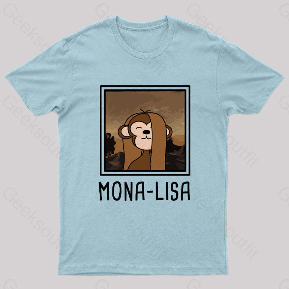Mona Lisa Geek T-Shirt Light Blue / S