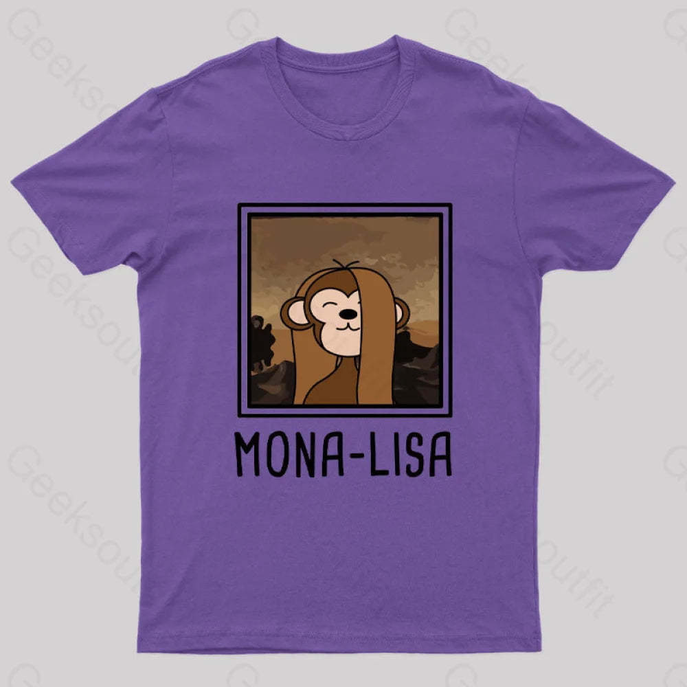 Mona Lisa Geek T-Shirt Purple / S