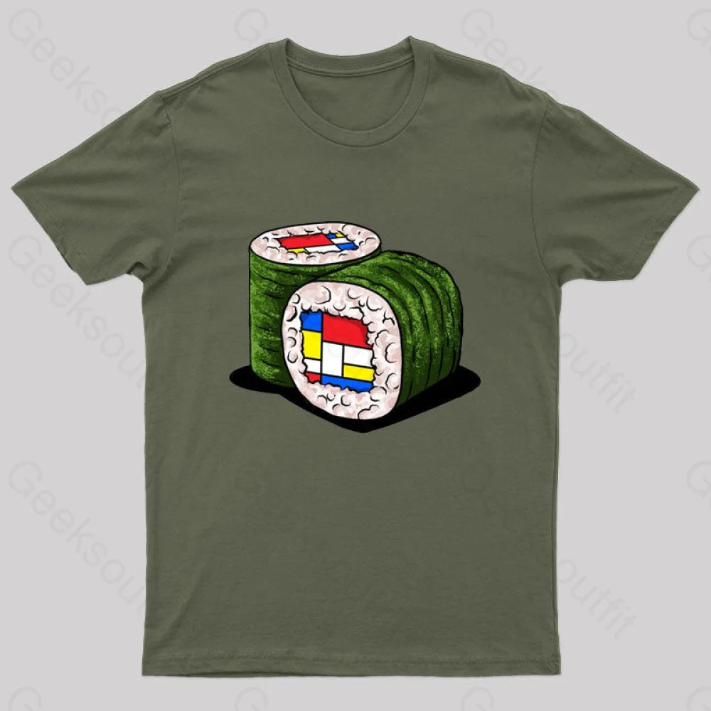 Mondrians Sushi Nerd T-Shirt Army Green / S