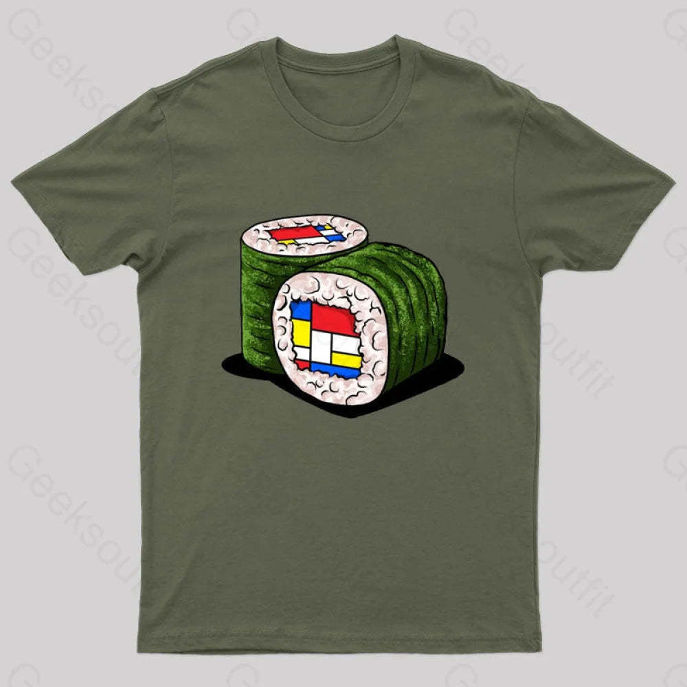 Mondrians Sushi Nerd T-Shirt Army Green / S