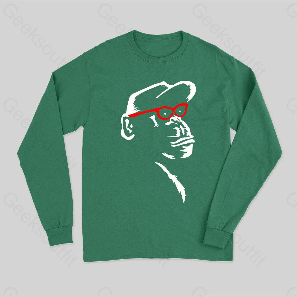 Monkey With Red Glasses Long Sleeve T-Shirt Green / S