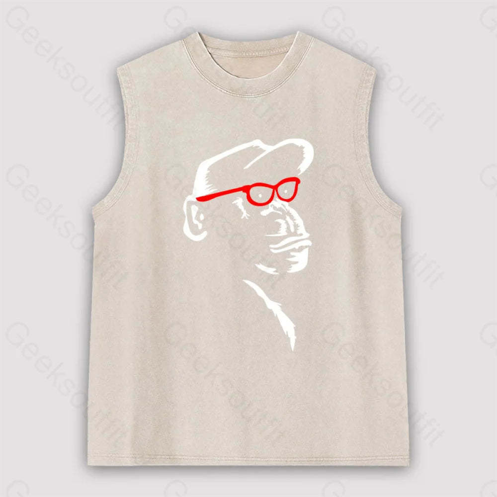 Monkey With Red Glasses Unisex Washed Tank Apricot / S