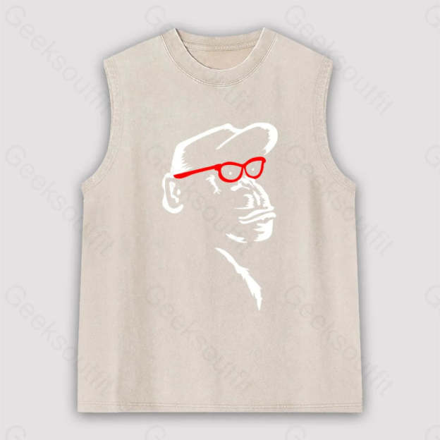 Monkey With Red Glasses Unisex Washed Tank Apricot / S