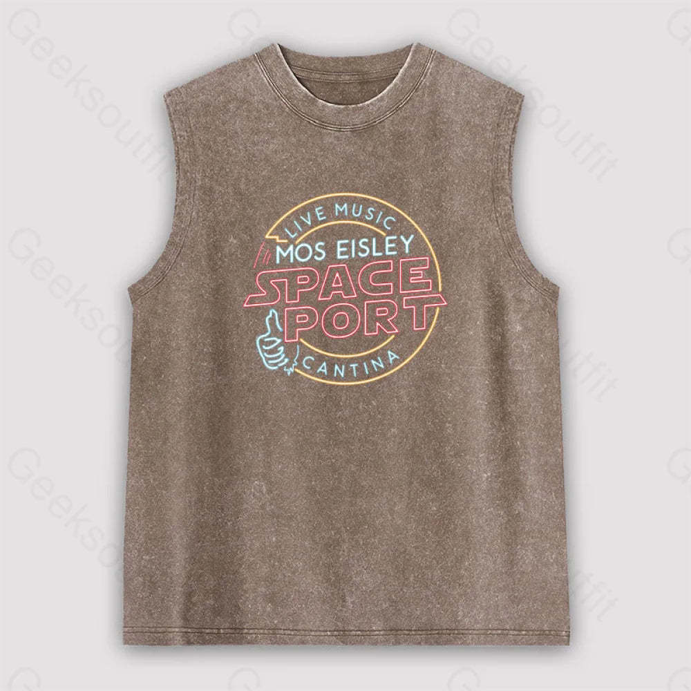 Mos Eisley Space Port Unisex Washed Tank Brown / S