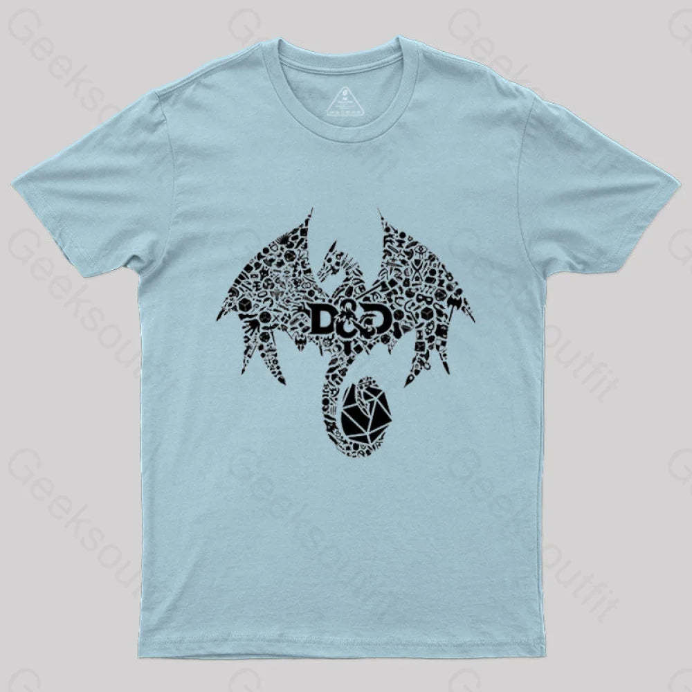 Mosaic Dragon T-Shirt Light Blue / S