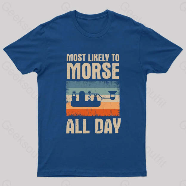 Most Likely To Morse All Day Nerd T-Shirt Navy / S