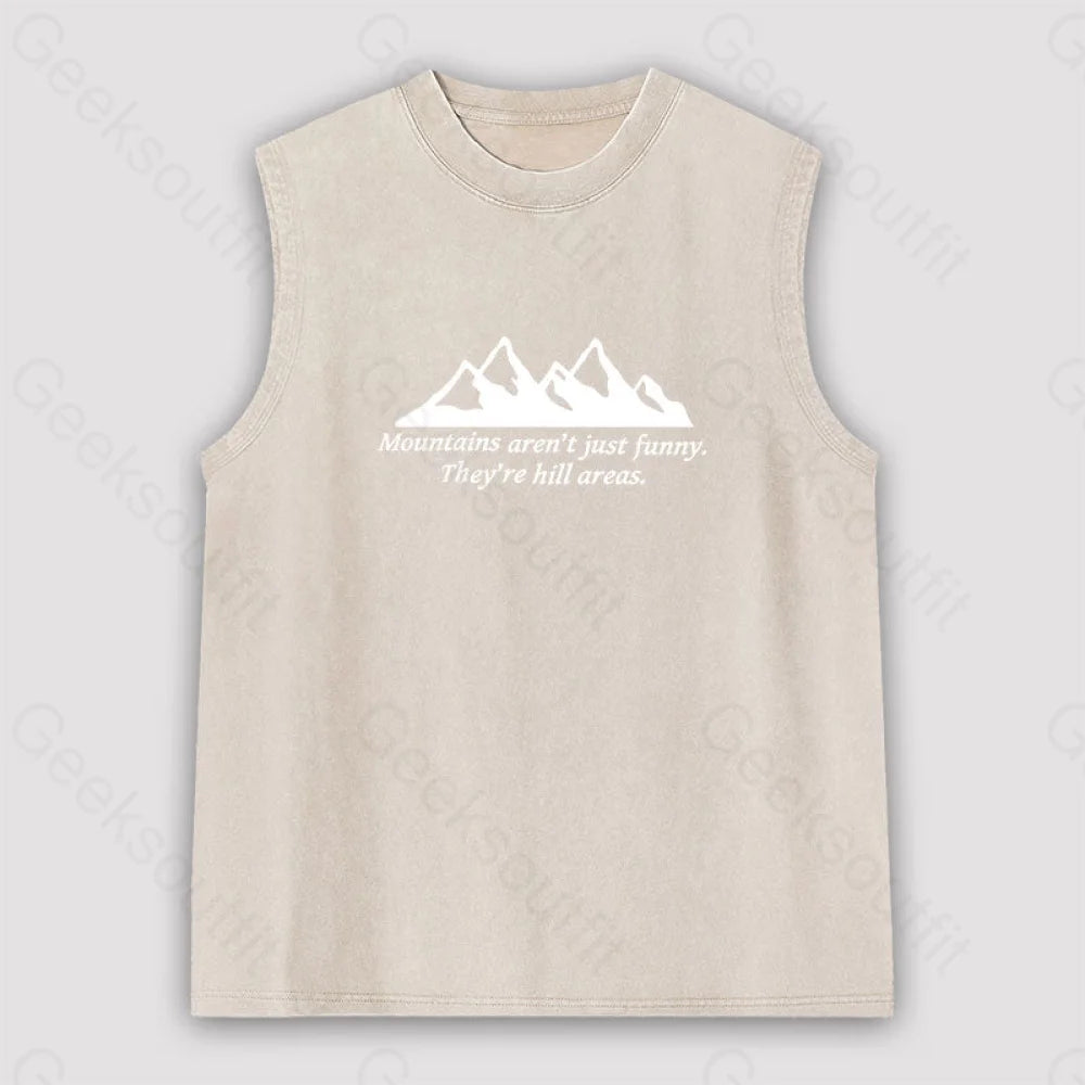 Mountain’s Aren’t Just Funny Unisex Washed Tank Apricot / S