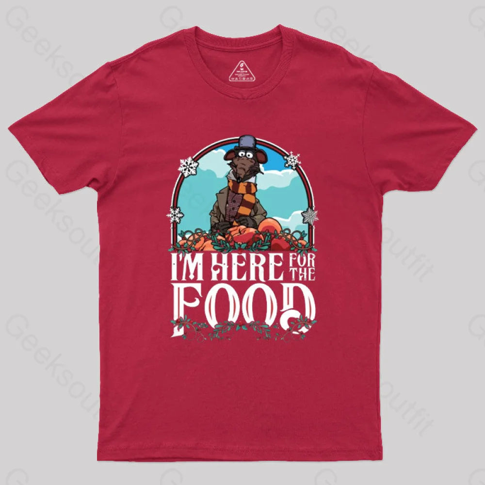 Muppet Christmas Carol Here For The Food Geek T-Shirt Red / S