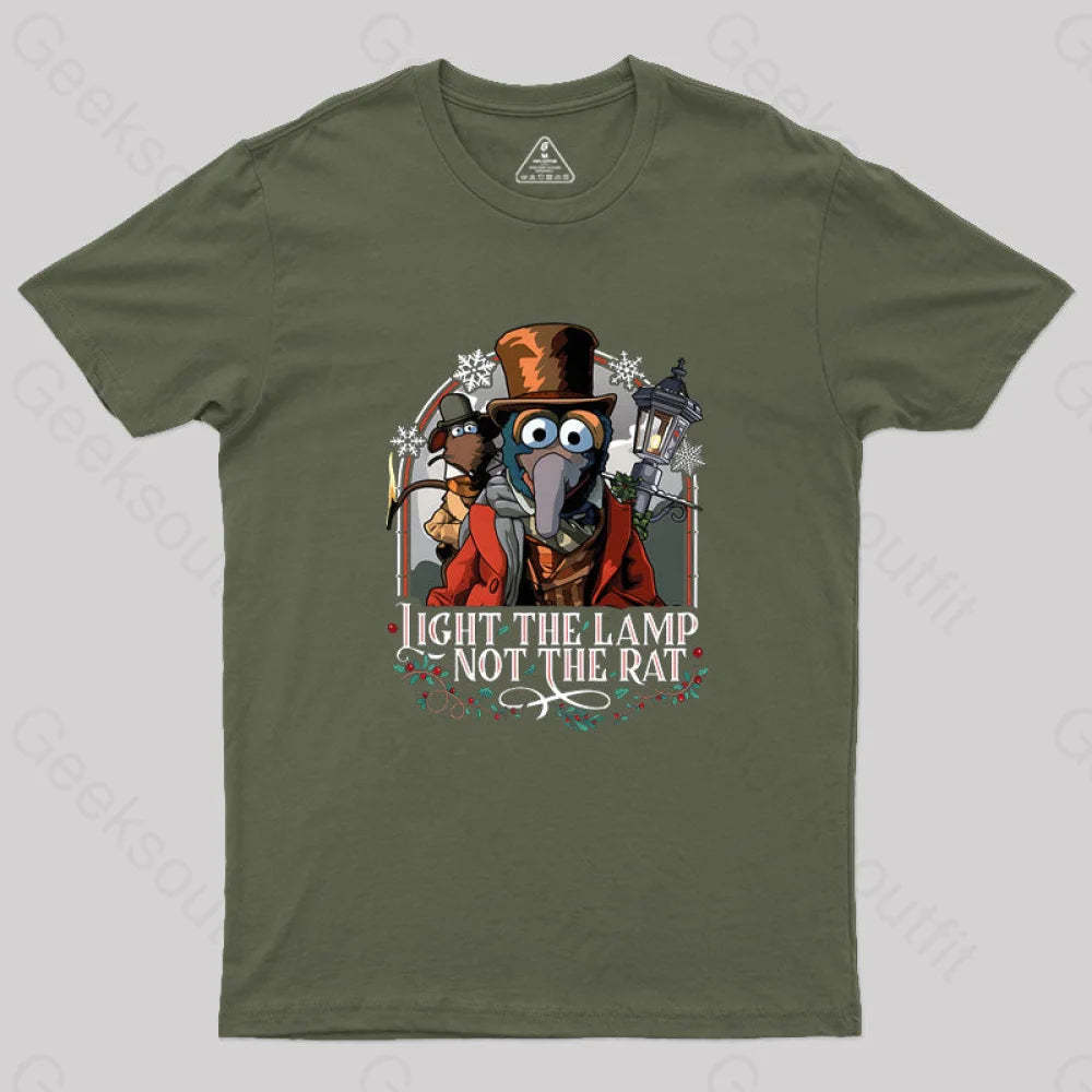 Muppet Christmas Carol Light The Lamp Not Rat Geek T-Shirt Army Green / S