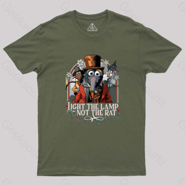 Muppet Christmas Carol Light The Lamp Not Rat Geek T-Shirt Army Green / S