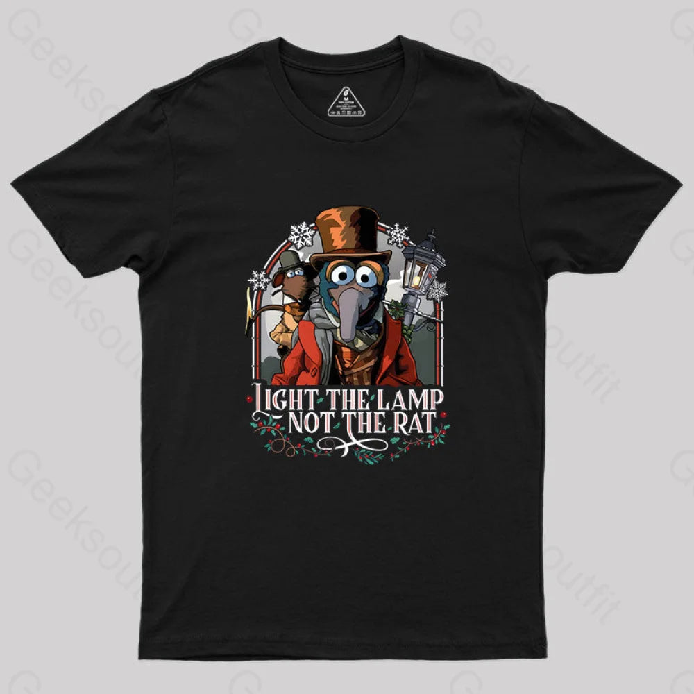 Muppet Christmas Carol Light The Lamp Not Rat Geek T-Shirt Black / S