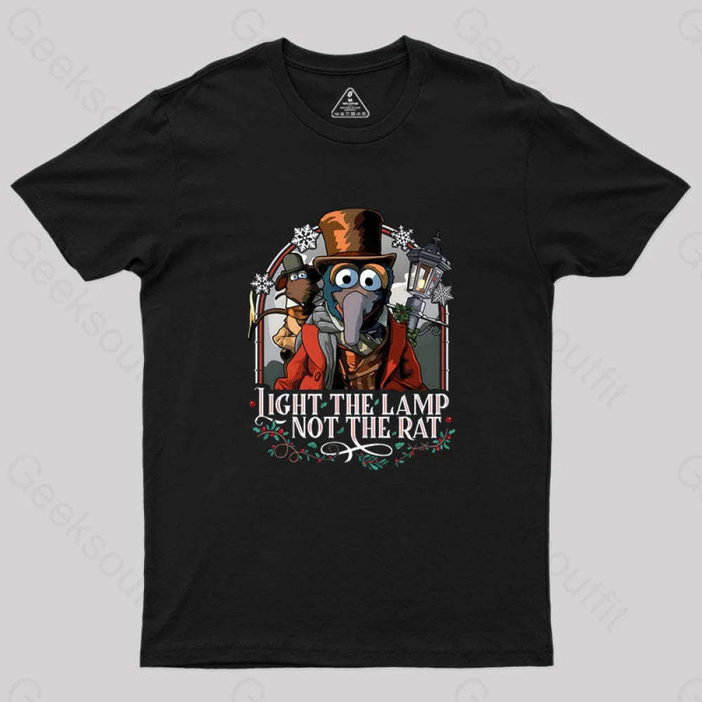 Muppet Christmas Carol Light The Lamp Not Rat Geek T-Shirt Black / S