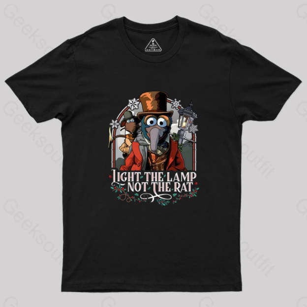 Muppet Christmas Carol Light The Lamp Not Rat Geek T-Shirt Black / S