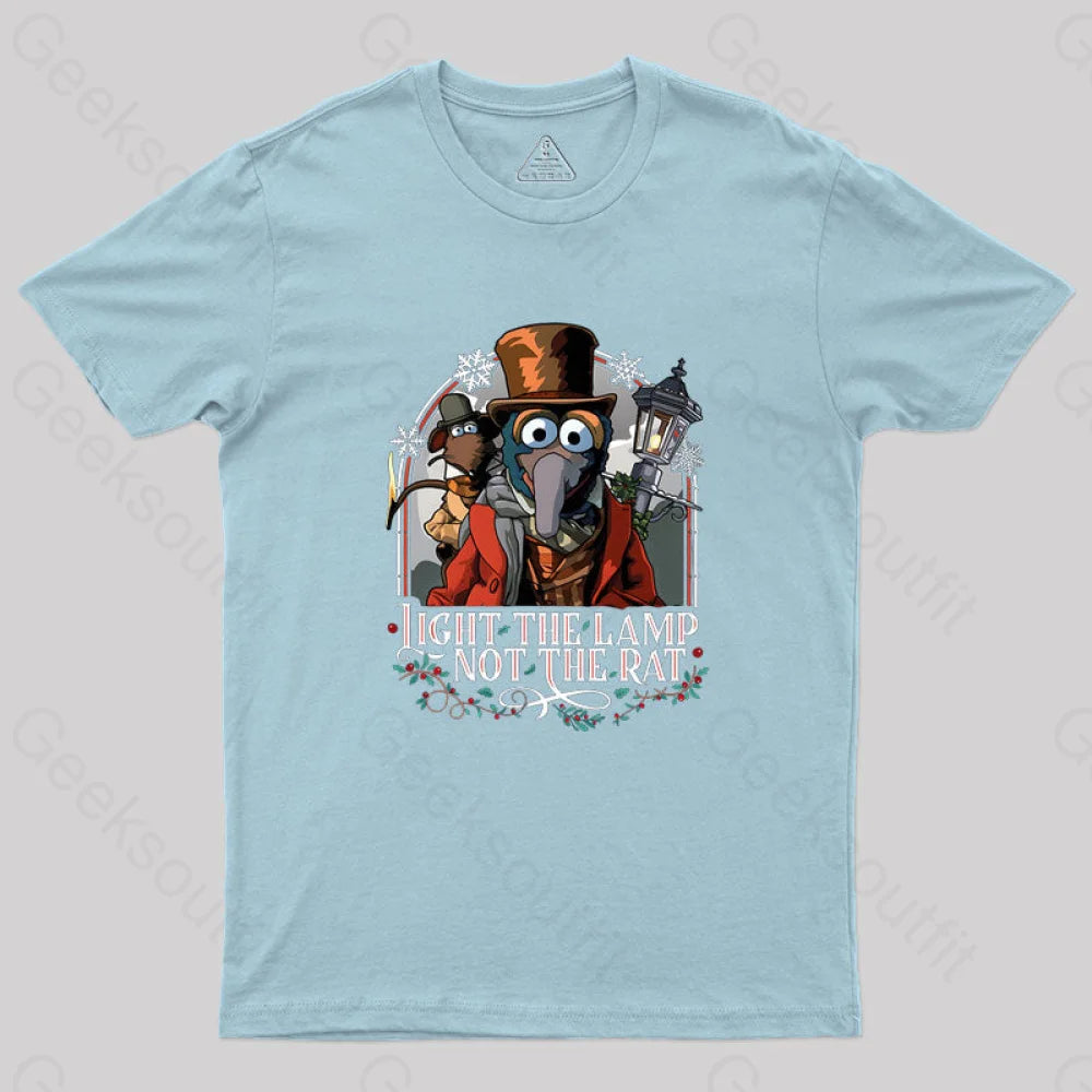 Muppet Christmas Carol Light The Lamp Not Rat Geek T-Shirt Blue / S