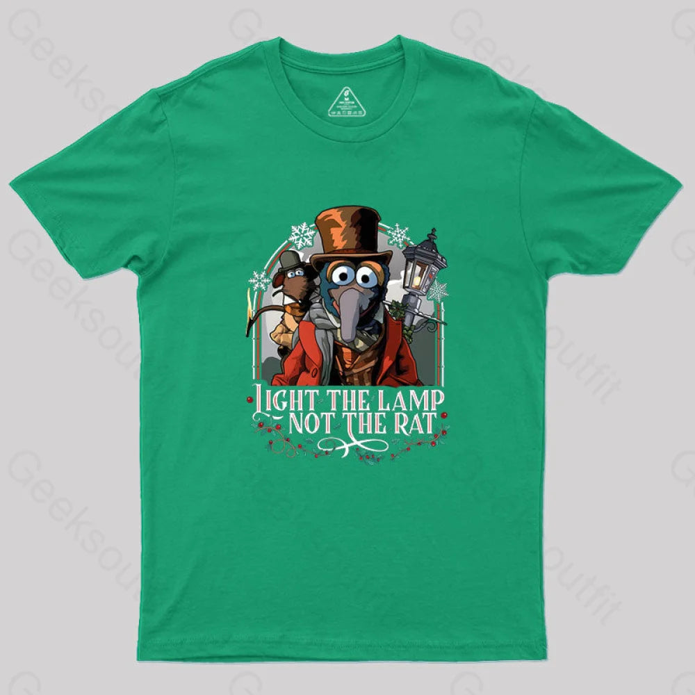 Muppet Christmas Carol Light The Lamp Not Rat Geek T-Shirt Green / S