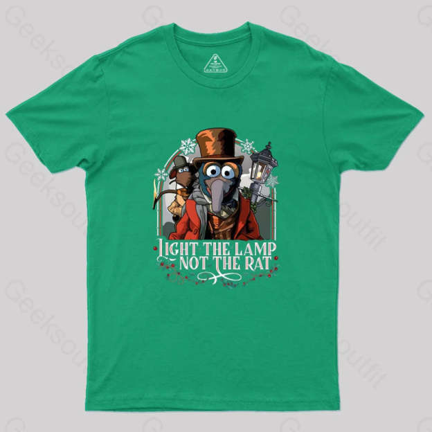 Muppet Christmas Carol Light The Lamp Not Rat Geek T-Shirt Green / S