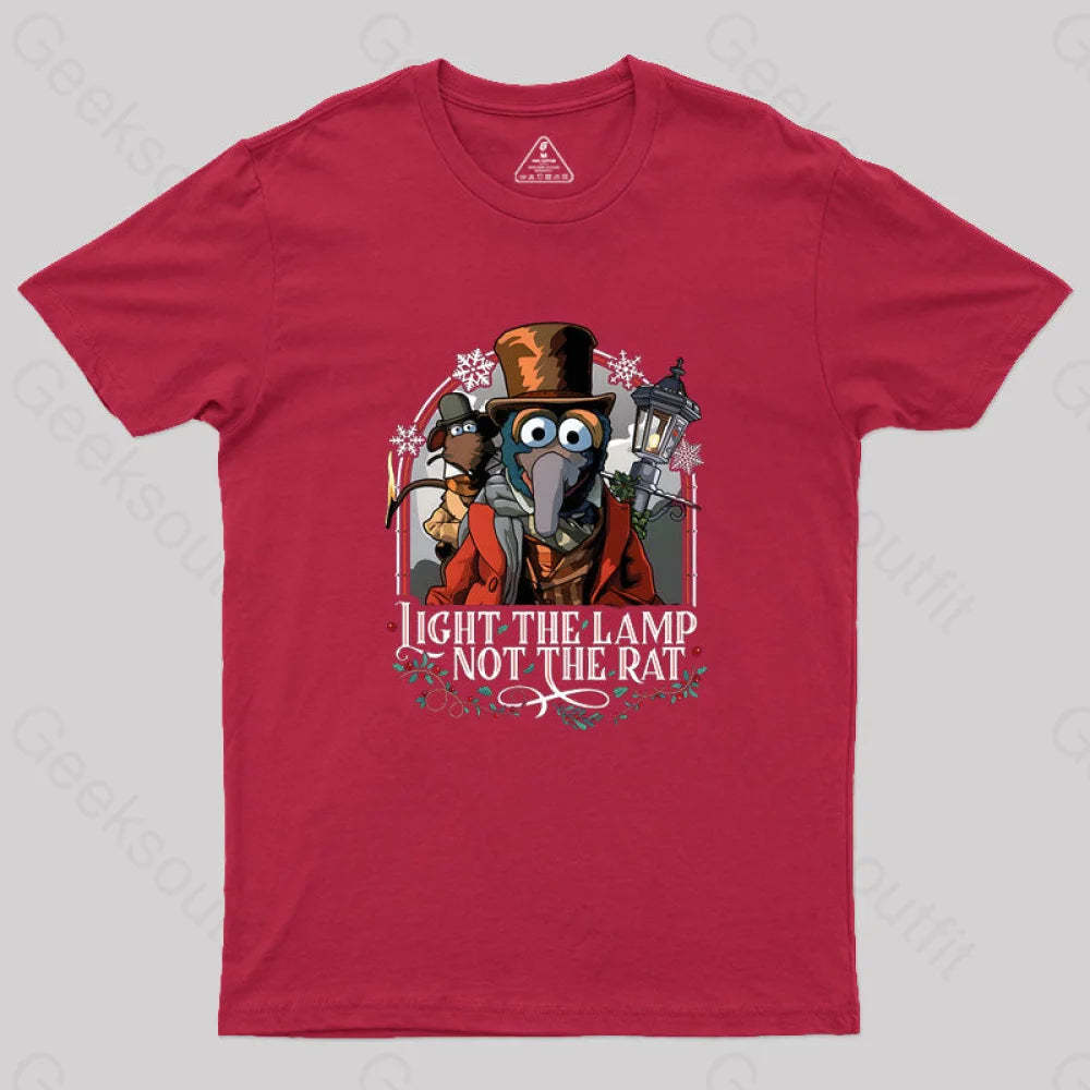 Muppet Christmas Carol Light The Lamp Not Rat Geek T-Shirt Red / S