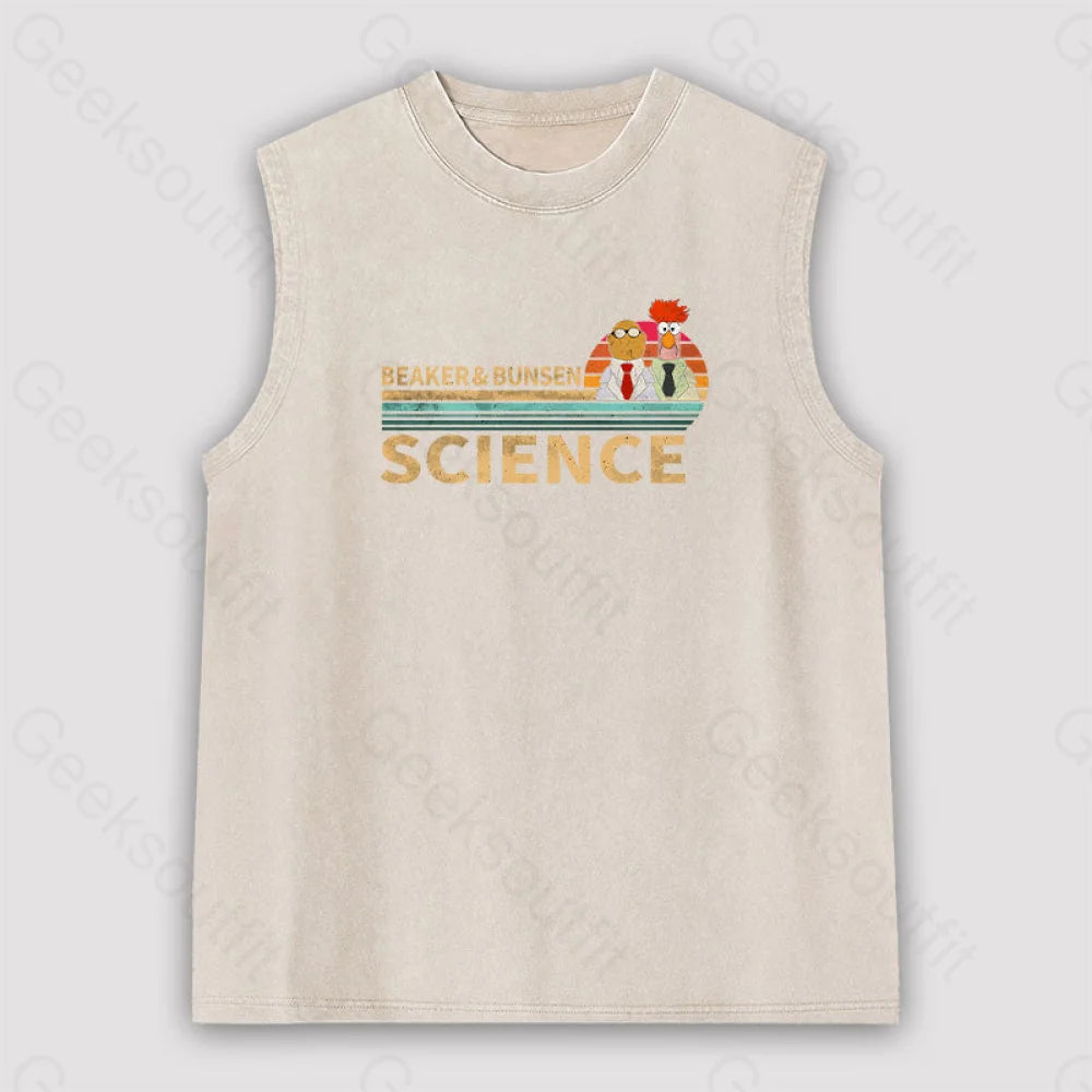 Muppets Science Bunsen And Beaker Cool Unisex Washed Tank Apricot / S