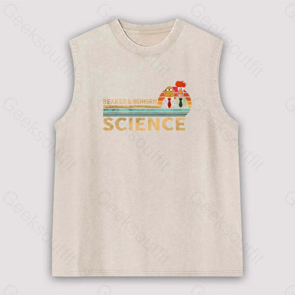 Muppets Science Bunsen And Beaker Cool Unisex Washed Tank Apricot / S