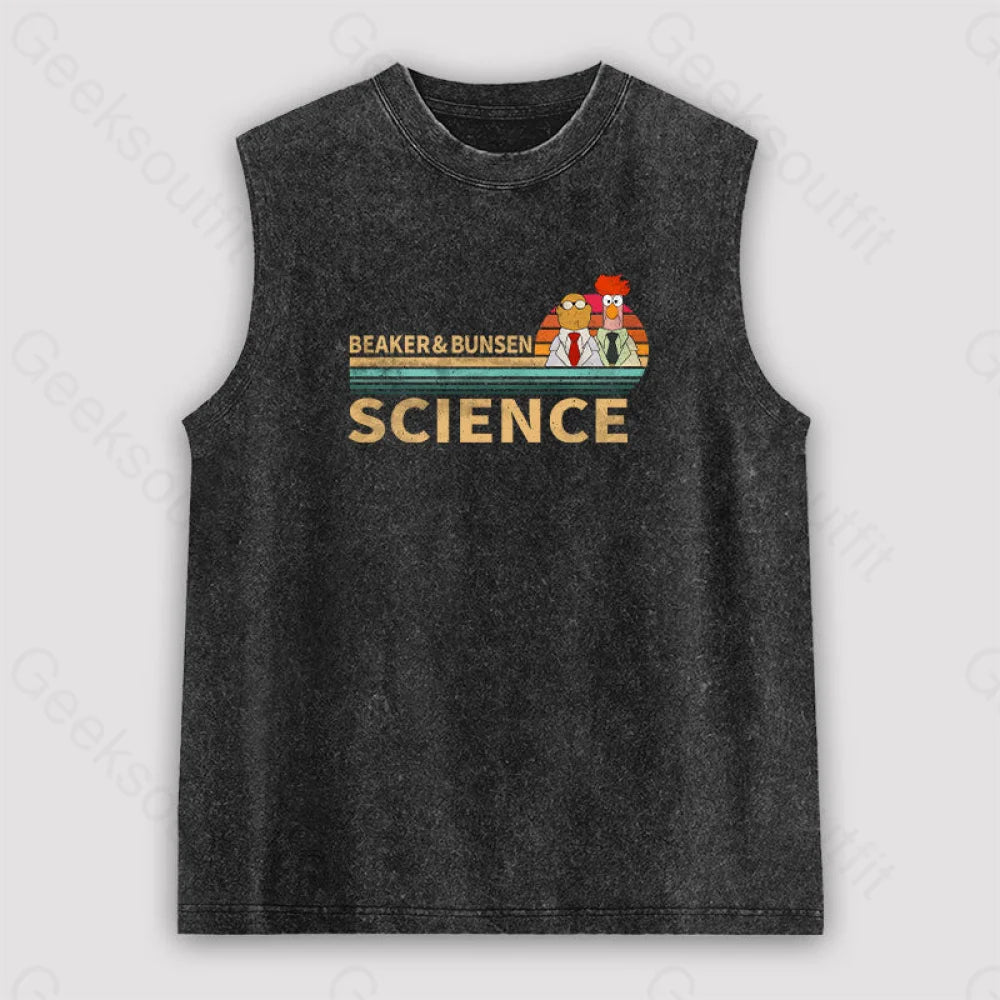 Muppets Science Bunsen And Beaker Cool Unisex Washed Tank Black / S