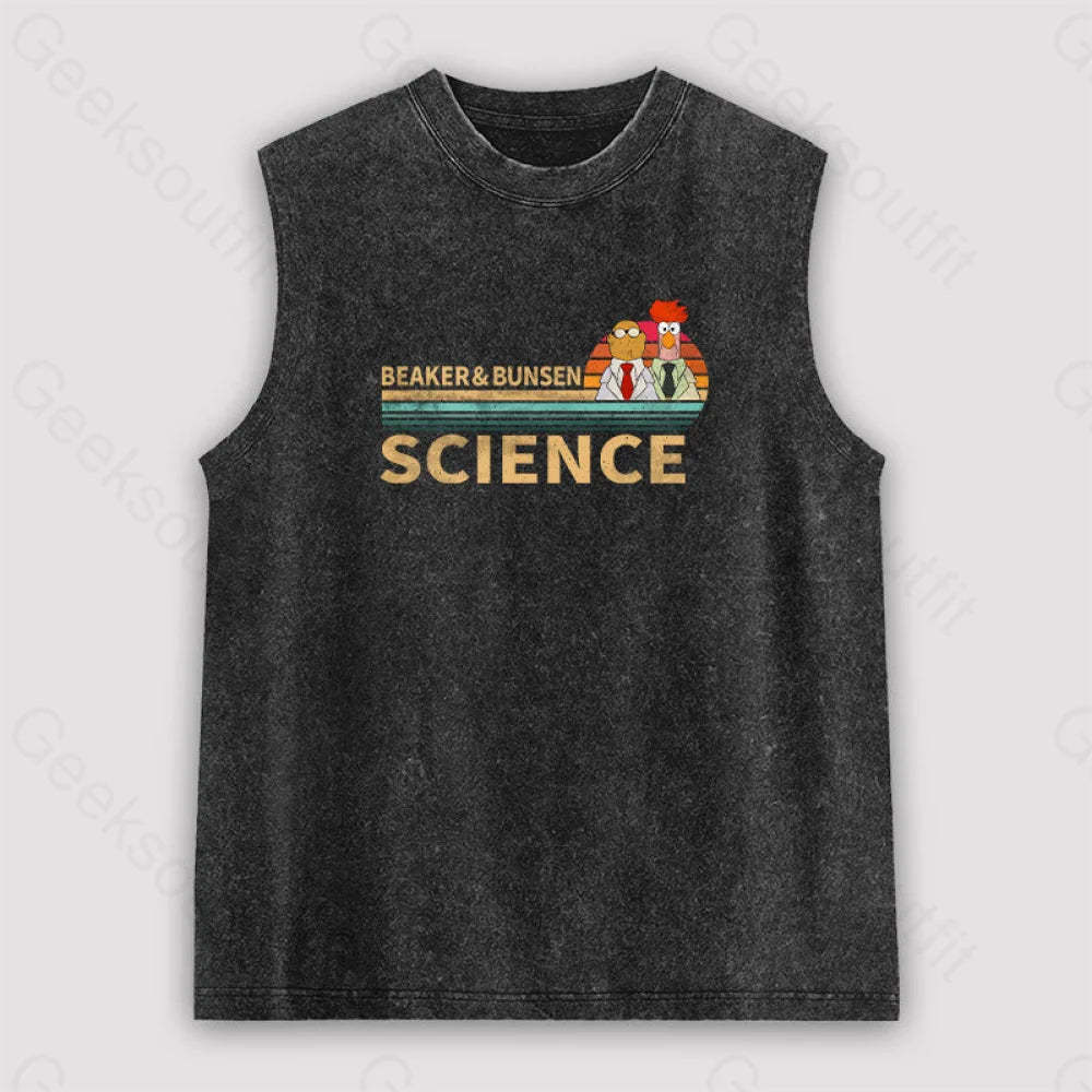 Muppets Science Bunsen And Beaker Cool Unisex Washed Tank Black / S