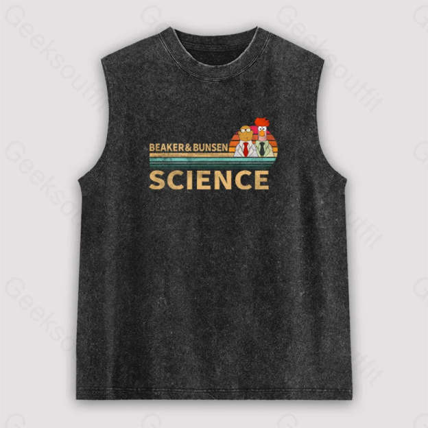 Muppets Science Bunsen And Beaker Cool Unisex Washed Tank Black / S