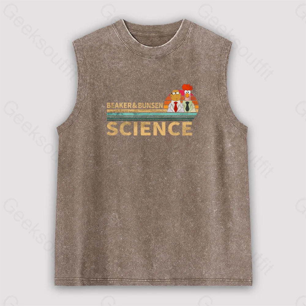 Muppets Science Bunsen And Beaker Cool Unisex Washed Tank Brown / S
