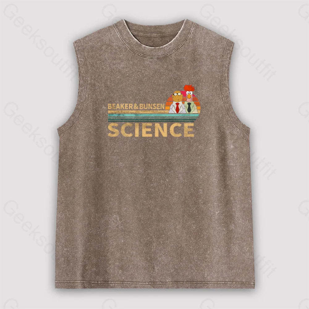 Muppets Science Bunsen And Beaker Cool Unisex Washed Tank Brown / S