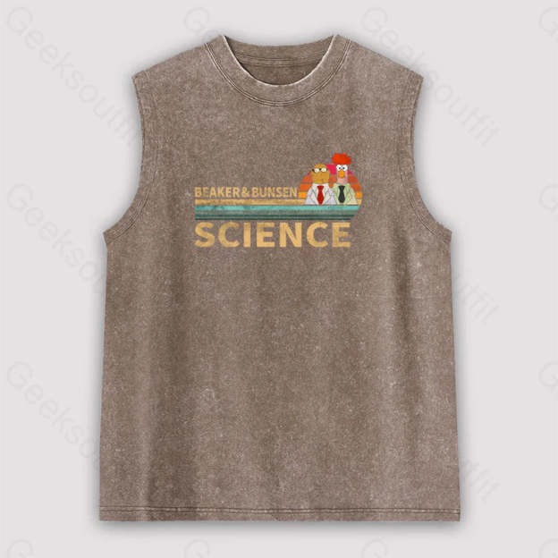 Muppets Science Bunsen And Beaker Cool Unisex Washed Tank Brown / S