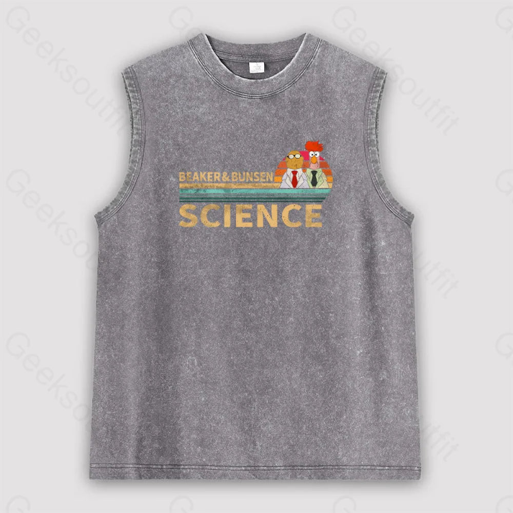Muppets Science Bunsen And Beaker Cool Unisex Washed Tank Grey / S