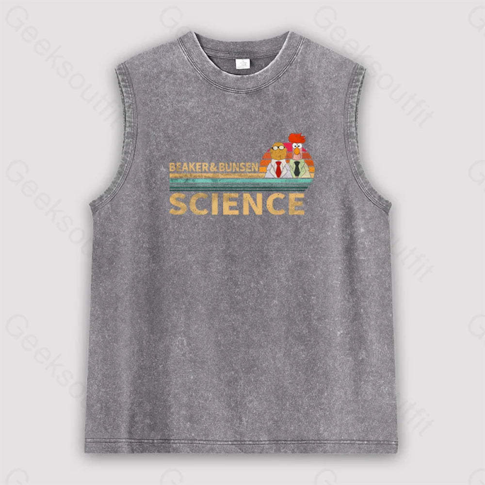 Muppets Science Bunsen And Beaker Cool Unisex Washed Tank Grey / S