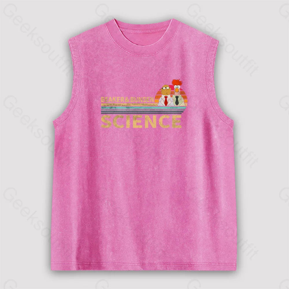 Muppets Science Bunsen And Beaker Cool Unisex Washed Tank Pink / S