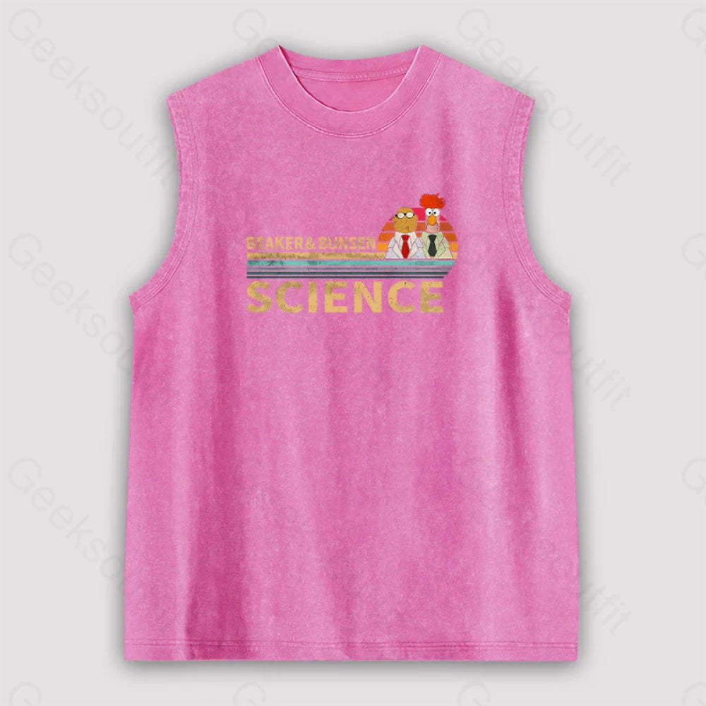 Muppets Science Bunsen And Beaker Cool Unisex Washed Tank Pink / S